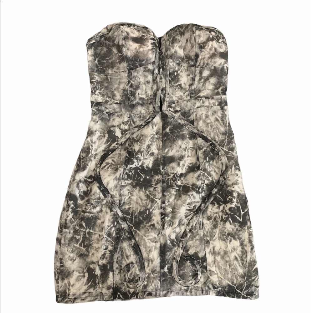 MM Couture Printed strapless dress sz M
